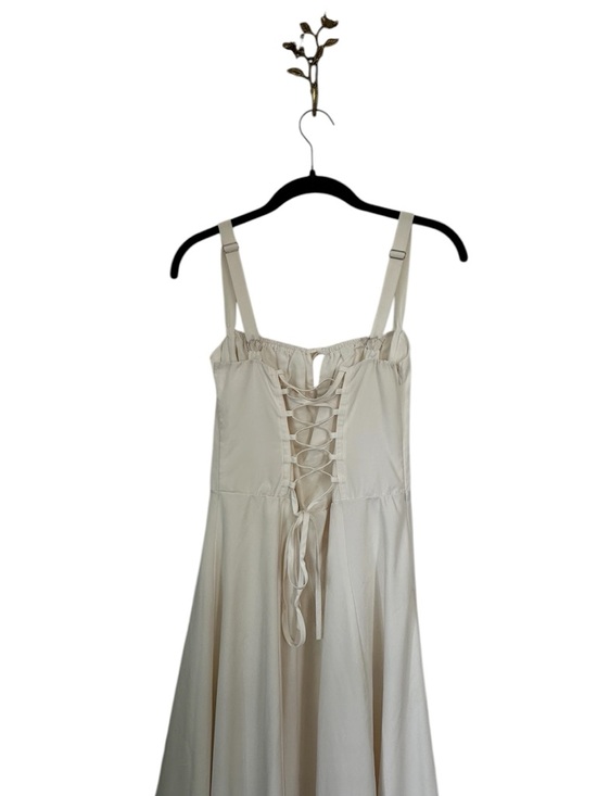 Cream Corset Midi Dress Basque Waist Coastal Cowgirl Milkmaid Cottage - Picture 6 of 8